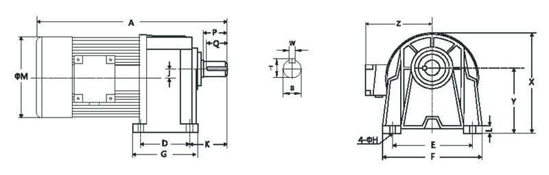 GH臥式三相標(biāo)準(zhǔn)型(剎車)減速馬達(dá)齒輪減速電機(jī)圖紙