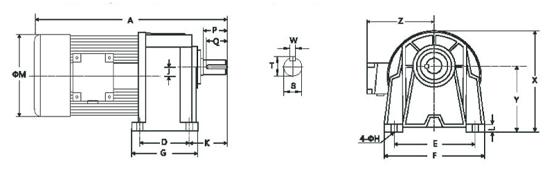 GH臥式三相縮框型(剎車(chē))減速馬達(dá)齒輪減速電機(jī)圖紙