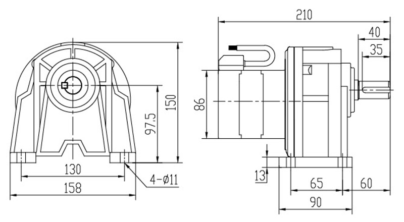 SH22-100W微型永磁減速電機圖紙