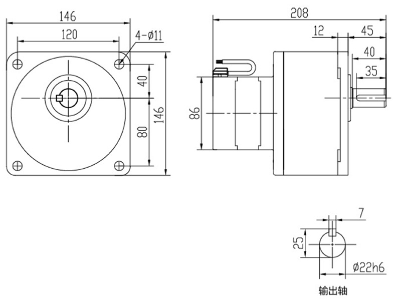 SV18-200W微型永磁減速電機(jī)圖紙