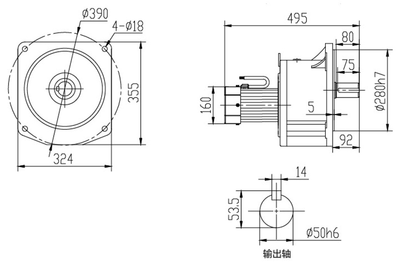 SV50-2200W微型永磁減速電機圖紙